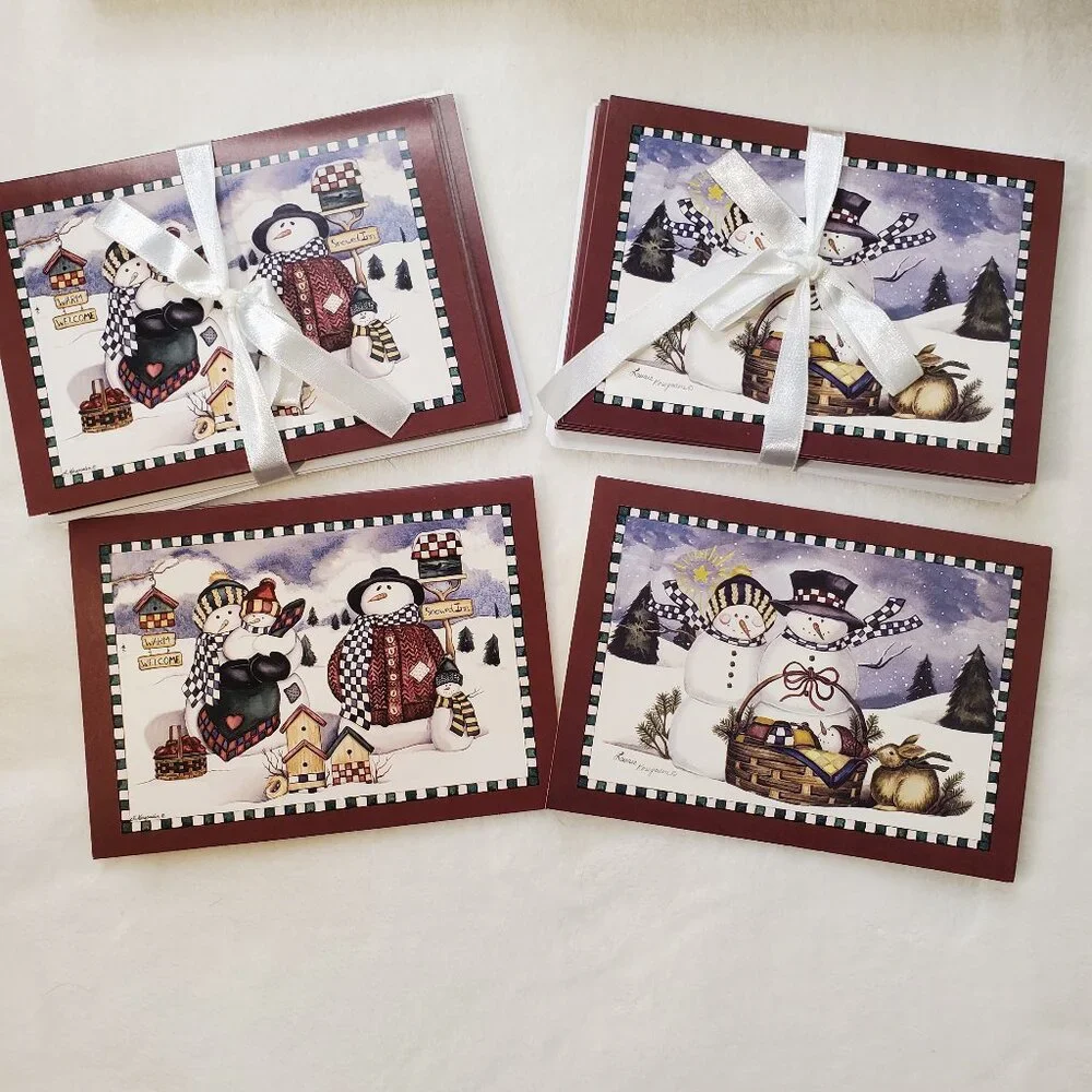 NWT New Seasons Snowman Cards & Stationery Box Set By Laurie Korsgaden